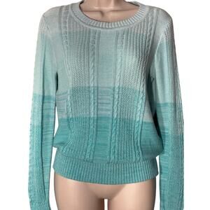 Forever 21 Ombre Teal Knit Sweater, Women's Size M